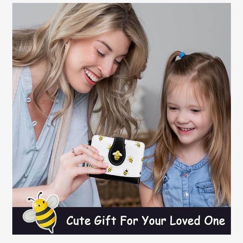 🆕 Bee Card Slots Small Wallet with Zipper Coin Pouch Wallet for Women - Picture 5 of 7